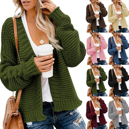 Wholesale Women's  Fall Winter Knitted Cardigan Mid Length Coat