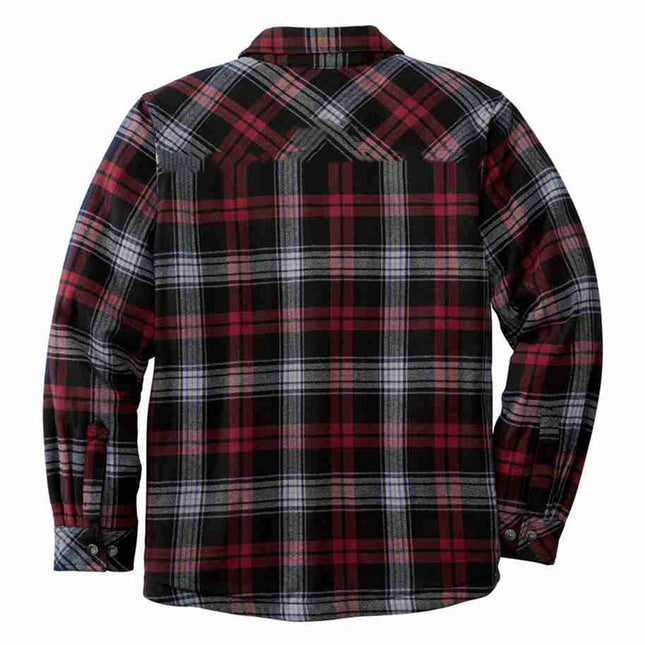 Wholesale Men's Fall Winter Patch Pocket Pine Plush Thick Check Shirt Jacket