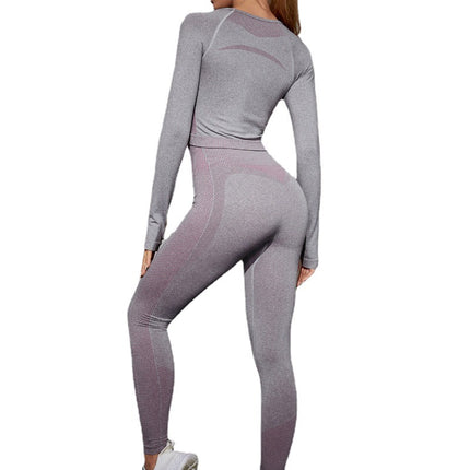 Wholesale Women's Sports Yoga Long Sleeve Top Leggings Two-Piece Set