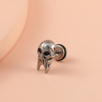 Gothic Retro Skull Stainless Steel Piercing Stud Earrings