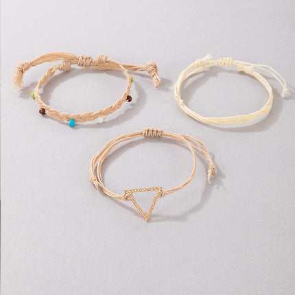 Set of Three Cord Triangular Bead Bracelets
