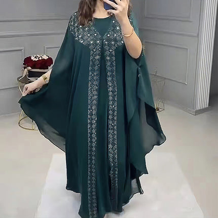 Mittlerer Osten muslimische Perlen-Chiffon-Bügel-Diamant-Kleid-Robe