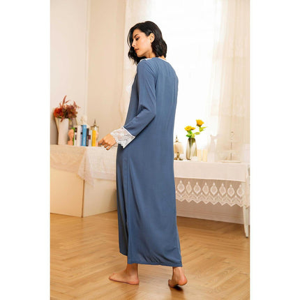 Wholesale Long Lace Nightdress Ladies Long Sleeve Home Dress