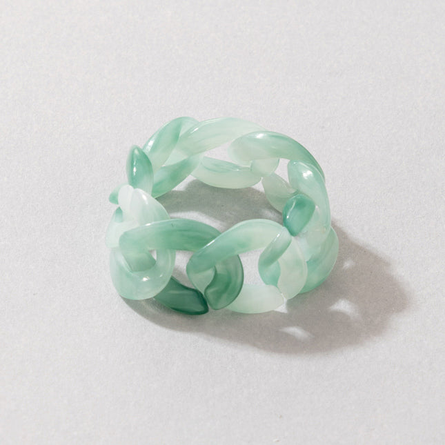 Simple Rustic Ring Resin Acrylic Light Green Buckle Ring