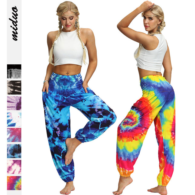Teñido Impresión digital Verano Casual Mujer Deportes Yoga Pantalones