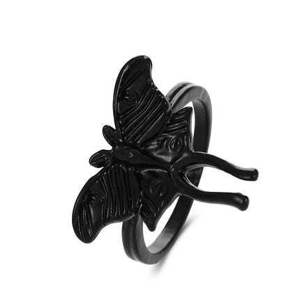 Anillo de mariposa de dedo índice de animal geométrico antiguo de metal oscuro gótico