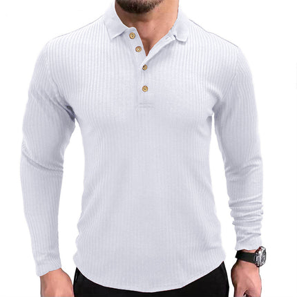 Wholesale Men's Fall Sports Casual Lapel Long Sleeve T-Shirt Polo Shirt