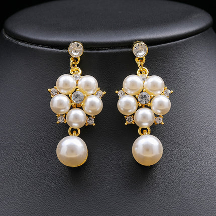Wholesale Fashion Bridal Jewelry Pearl Necklace Earrings Two-Piece Set