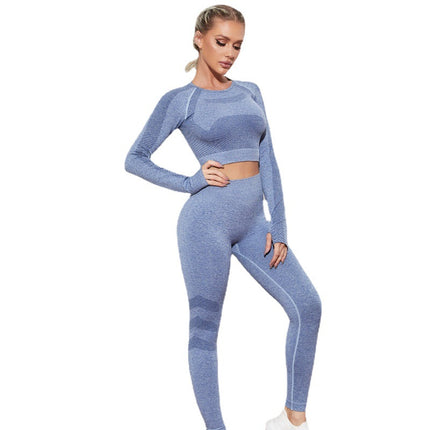 Wholesale Women's Sports Yoga Long Sleeve Top Leggings Two-piece Set