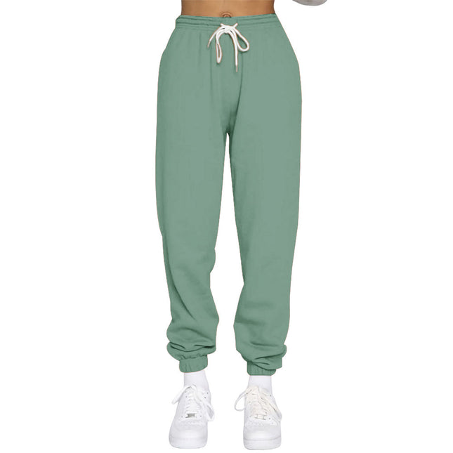 Wholesale Ladies Casual Sports Solid Color Tie Waist Jogger