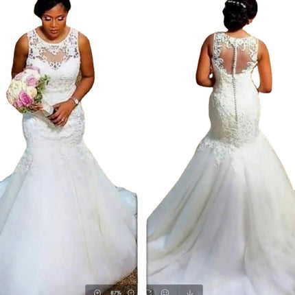 Brautkleid mit dünner, mittlerer Taille und mittlerer Länge