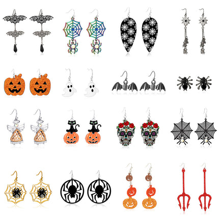Großhandels-Halloween-Ideen-Geist-Fledermaus-Spinnen-Schädel-Ohrringe
