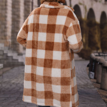 Wholesale Ladies Lapel Long Sleeve Single Breasted Plush Casual Coat