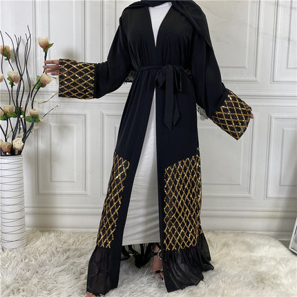 Sequin Embroidered Robe Dubai Ladies Chiffon Cardigan Kimono