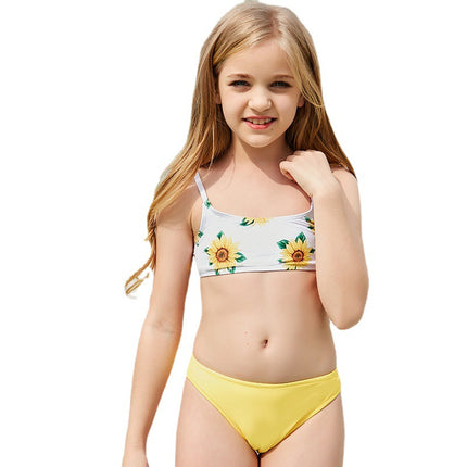 Dreiteiliger Badeanzug für Mädchen, Bikini, rückenfreier Boxer