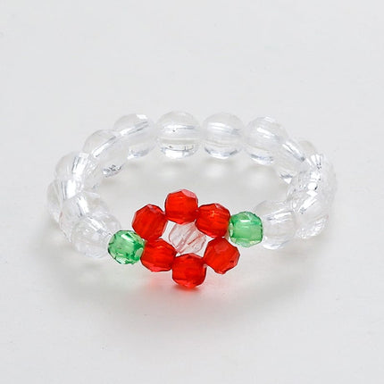 Wholesale Rice Beads Flower Braided Ring Colorful Beaded Ring