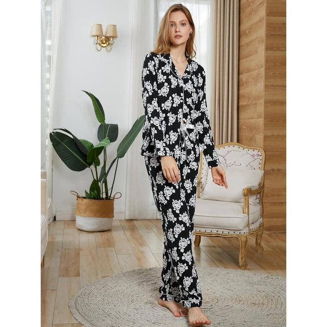 Damen Frühling Herbst Langarm Pyjama Homewear Set