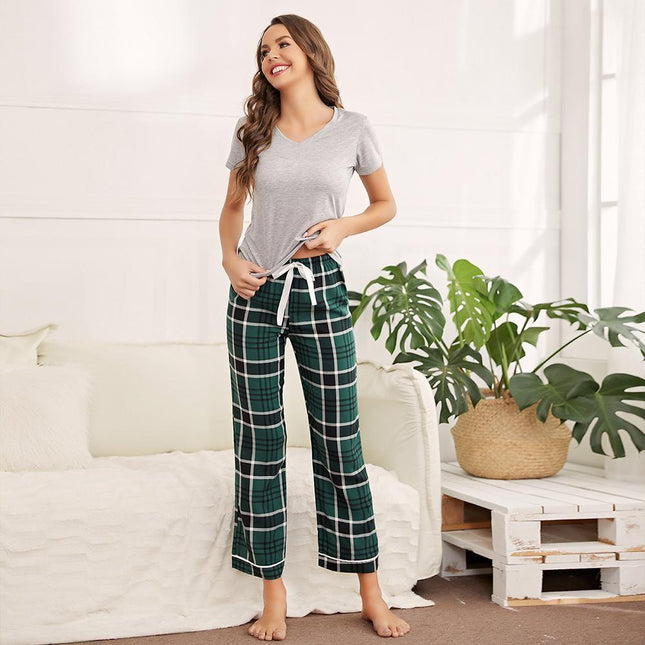 Conjunto de ropa de casa para mujer, pantalones de manga corta, pijama