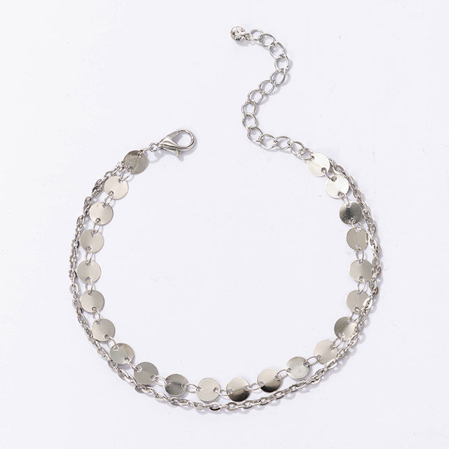 Simple Fashion Round Anklet Beach Style Silver Ladies Footwear