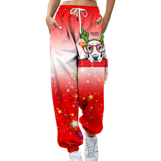 Damen-Jogginghose 3D-gedruckte Hose, weihnachtliche, lässige Jogger