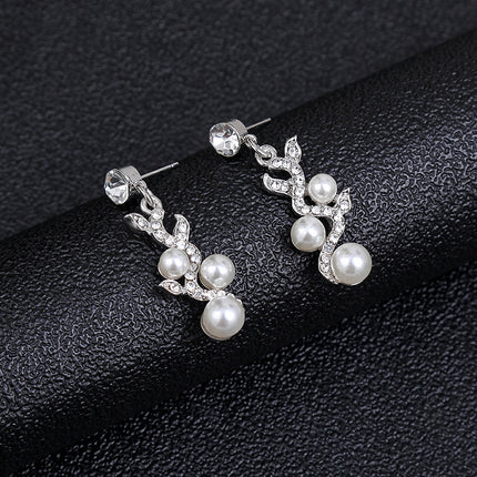 Pearl Necklace Earrings Set Bridal Jewelry Accessories Alloy Two-Piece Set