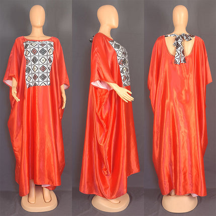 Wholesale African Women's Plus Size Print Ironing Rhinestone Loose Robe Dress