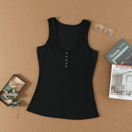 Wholesale Women's Knit Vest Solid Color Button Up Tank Top