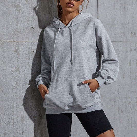 Wholesale Ladies Fashion Solid Color Casual Sports Hoodie