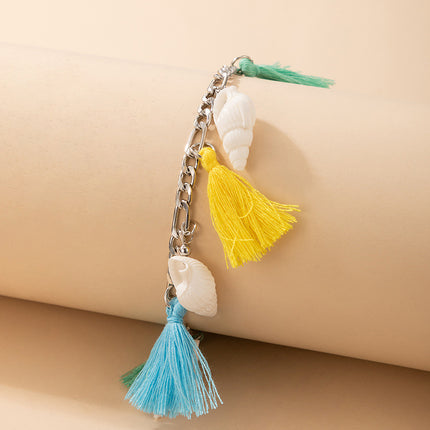 Color Tassel Shell Beach Wind Single Layer Simple Anklet