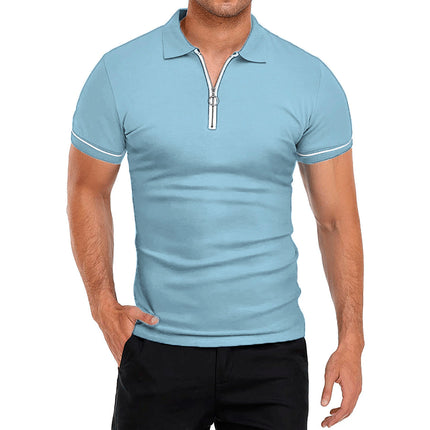 Wholesale Men's Summer Thin Short Sleeve Lapel Solid Color Polo Shirt