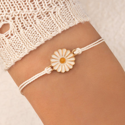 Handmade Chrysanthemum Sunflower Braided 4 Piece Bracelet