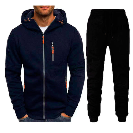 Wholesale Men's Sports Casual Cardigan Hoodie Jogger Two Piece Set