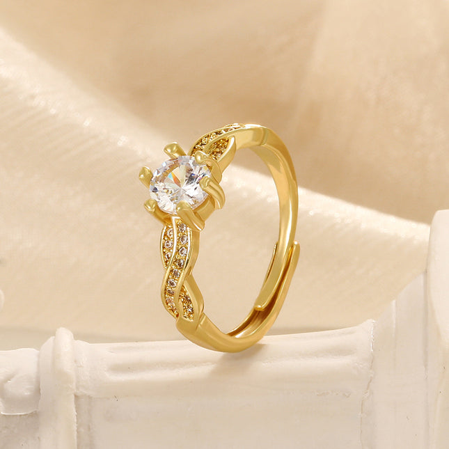 Simple Zircon Ring Fashion Rhinestone Twisted Index Finger Ring