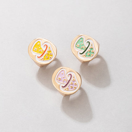 Bonito juego de anillos divertidos de 3 piezas multicolor con hongo goteo