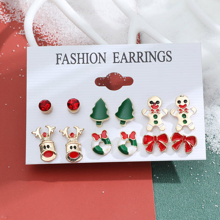 Wholesale Christmas Snowflake Bells Cartoon Oil Drip Earrings
