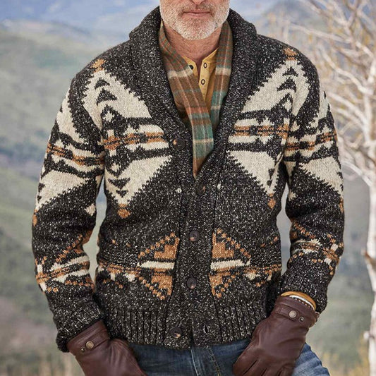 Wholesale Men's Fall/Winter Lapel Long Sleeve Button Cardigan Sweater Jacket