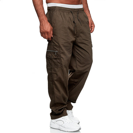 Wholesale Men's Casual Multi Pocket Loose Straight Leg Cargo Pants