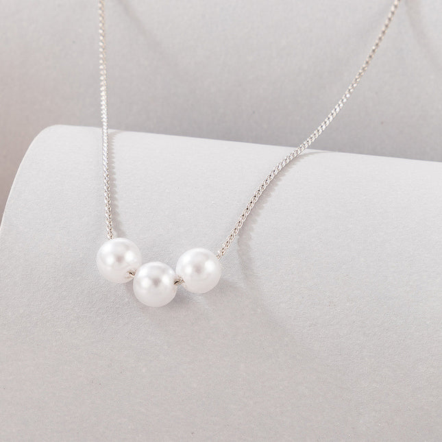 Collar de cadena de clavícula con cadena de aleación de perlas