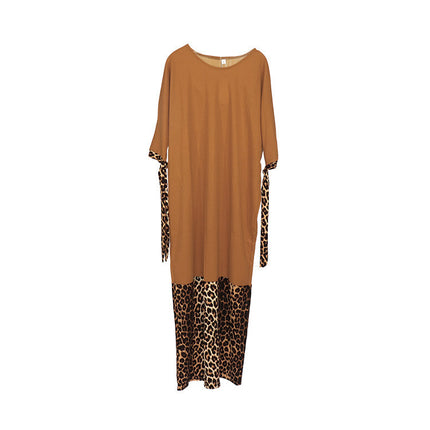 Venta al por mayor Vestido de mujer africana Talla grande Estampado de leopardo Bata