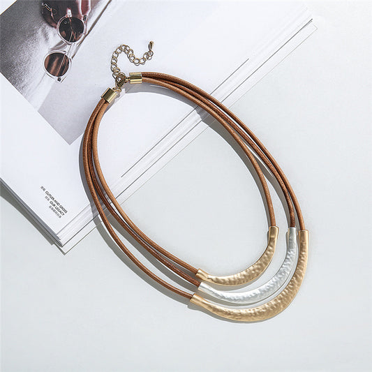 Wholesale Women's Simple Multilayer Geometric Necklace Clavicle Chain
