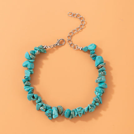 Faux Turquoise Irregular Beaded Single Layer Anklet