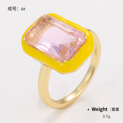 Wholesale Gold Inlaid Oil Drip Effect Geometric Ring