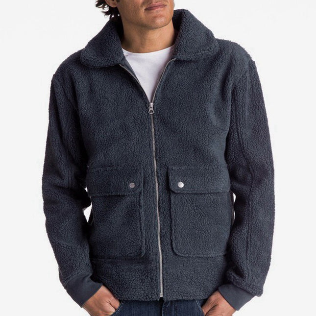 Wholesale Men's Fall Winter Lapel Thick Plush Coat Sherpa Fleece Jacket
