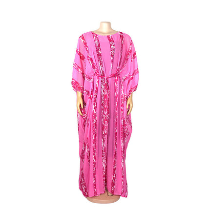 Wholesale African Women's Large Size Robe With Belt & Inner Dresss