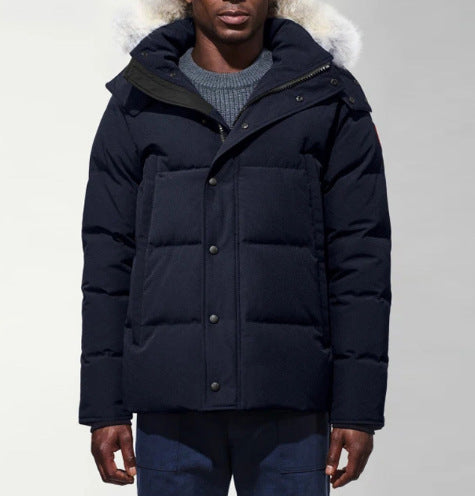 Wholesale Men's Down Jacket Couple Style Fur Collar Hooded Winter Jacket