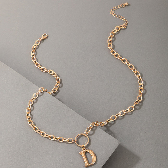 Wholesale Fashion Ladies Letter D Alloy Single Layer Necklace