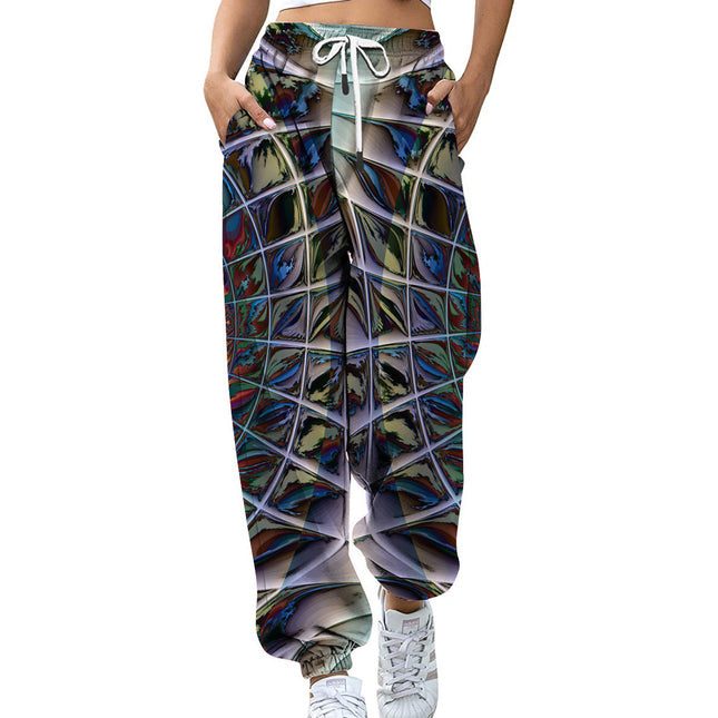 Pantalones de chándal con estampado digital para mujer Jogger casual suelto