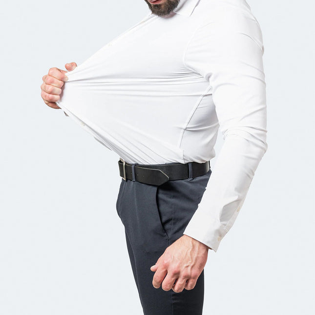 Wholesale Men's Non-Iron Four-Way Stretch Long Sleeve Silky Shirt Top