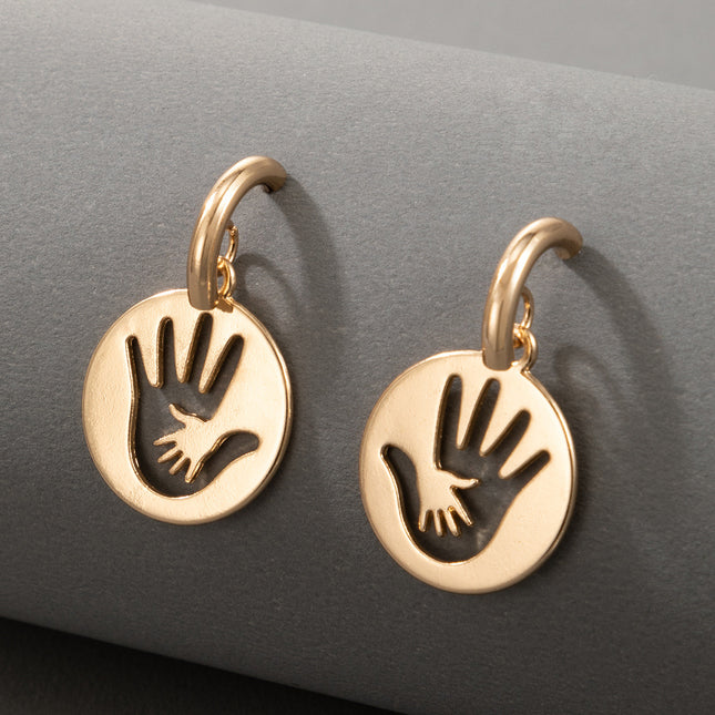 Wholesale Gold Hand Personality Geometric Hollow Earrings