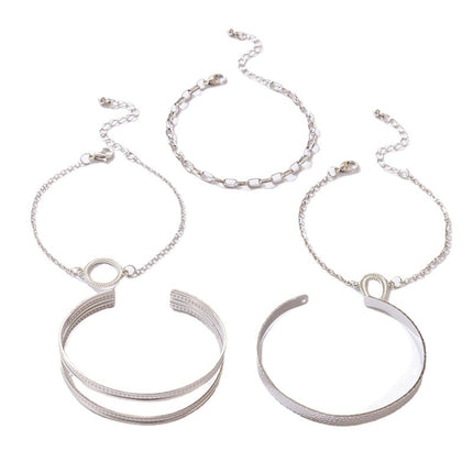 Wholesale Five Geometric Horseshoe Silver-Tone Alloy Bracelets